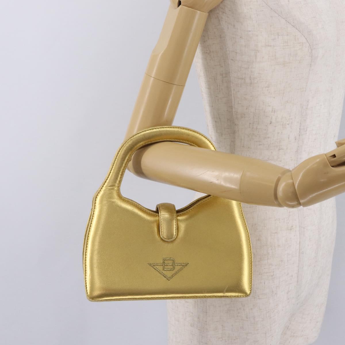 Bottega Veneta Hand Bag Leather Gold Auth 210495A