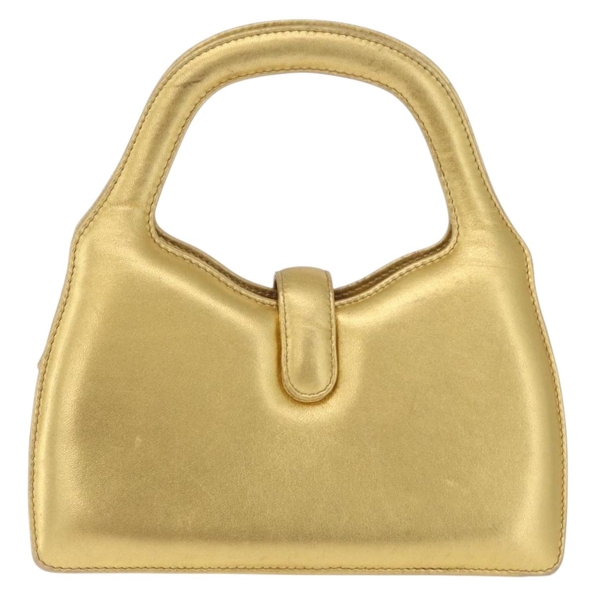 Bottega Veneta Hand Bag Leather Gold Auth 210495A