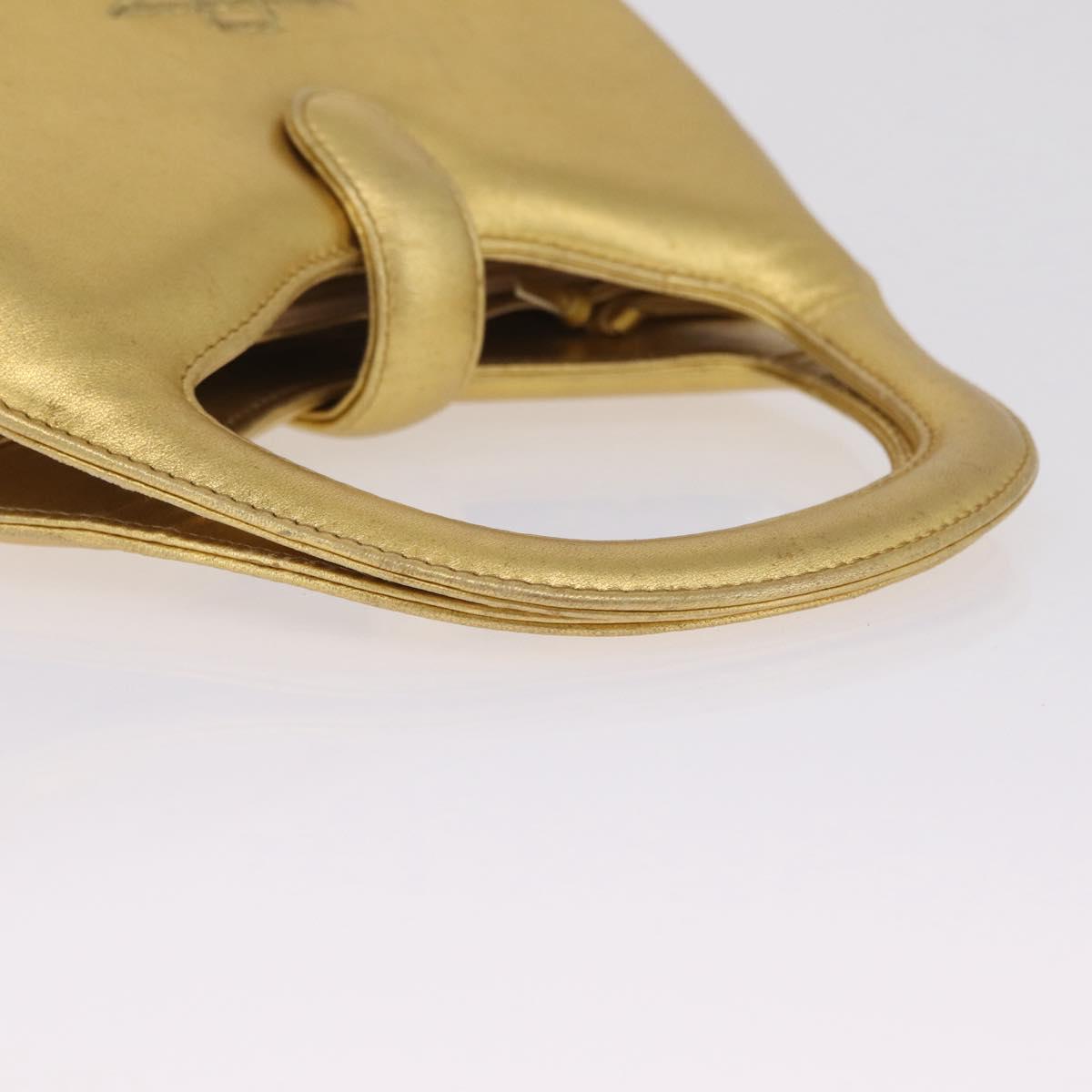 Bottega Veneta Hand Bag Leather Gold Auth 210495A