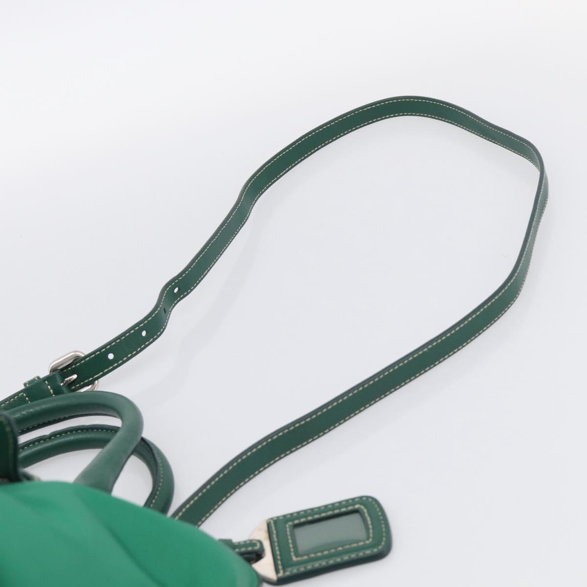 PRADA Hand Bag Nylon 2way Green Silver Auth 210496M
