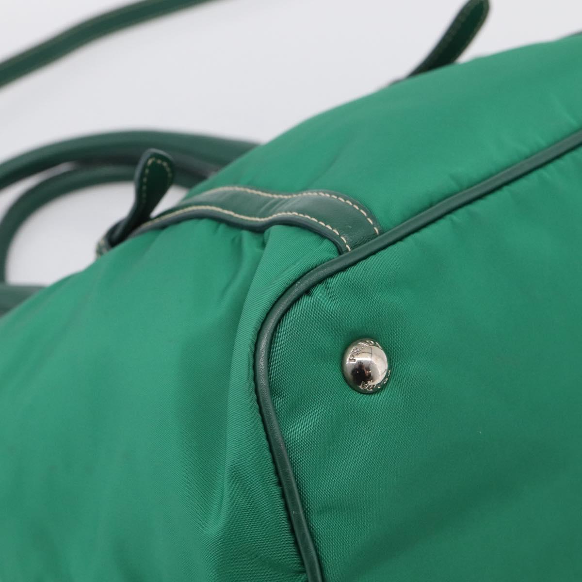 PRADA Hand Bag Nylon 2way Green Silver Auth 210496M