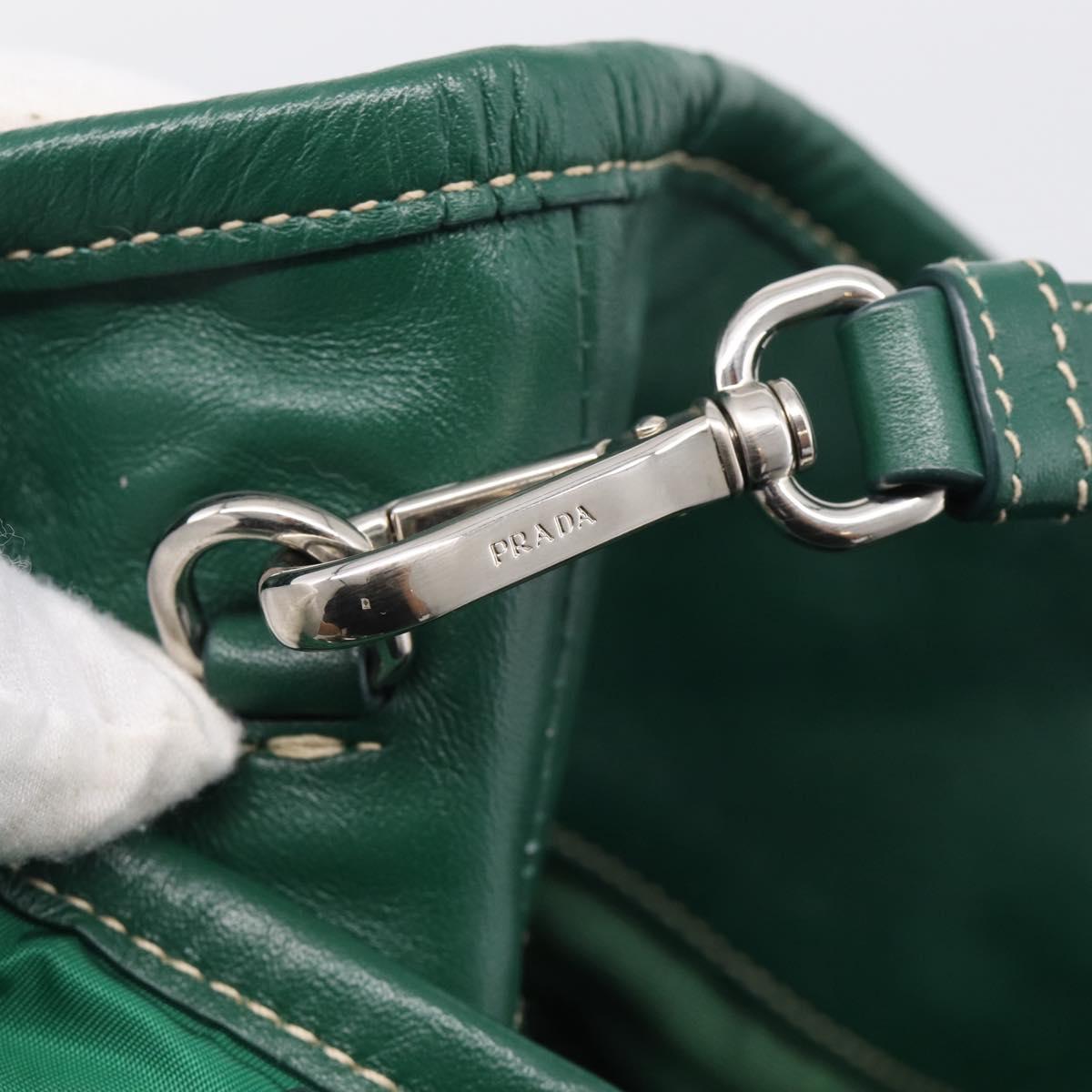 PRADA Hand Bag Nylon 2way Green Silver Auth 210496M
