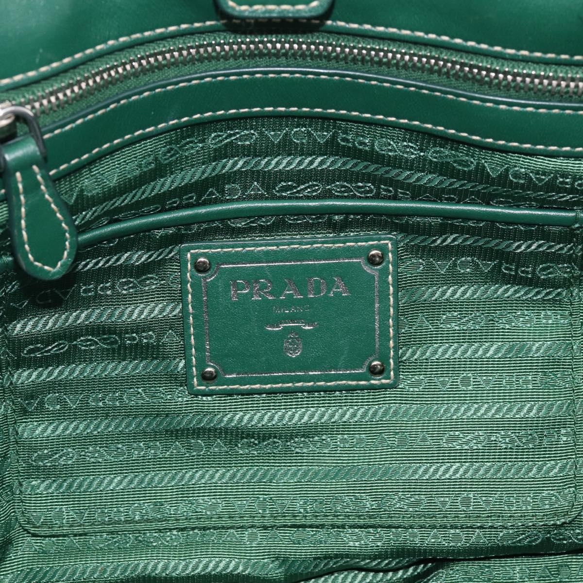 PRADA Hand Bag Nylon 2way Green Silver Auth 210496M