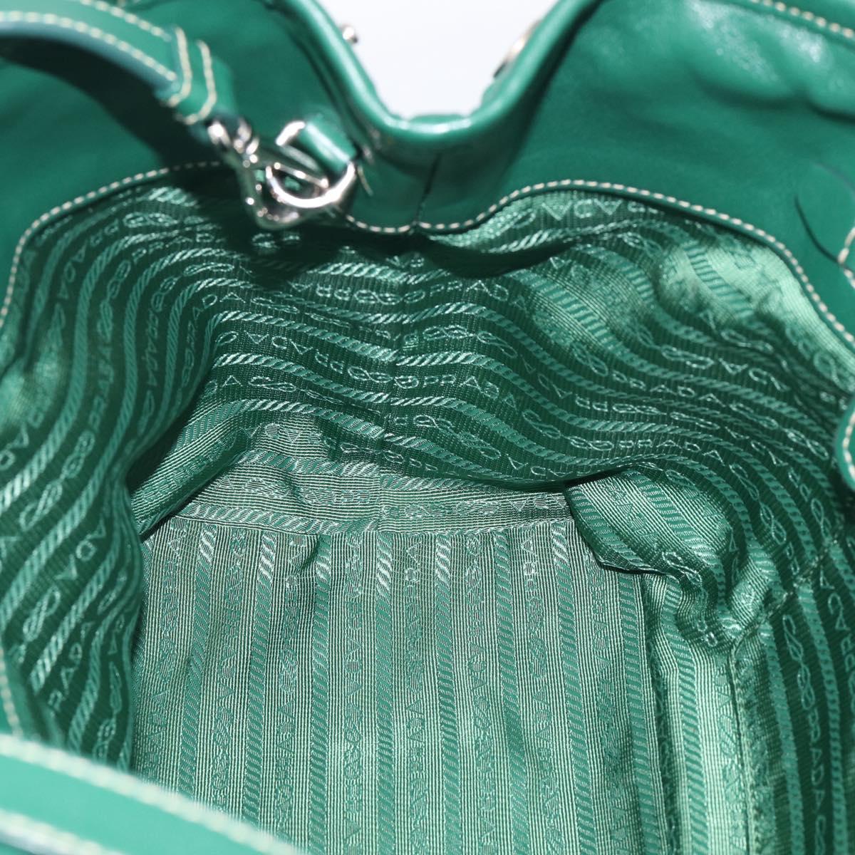 PRADA Hand Bag Nylon 2way Green Silver Auth 210496M