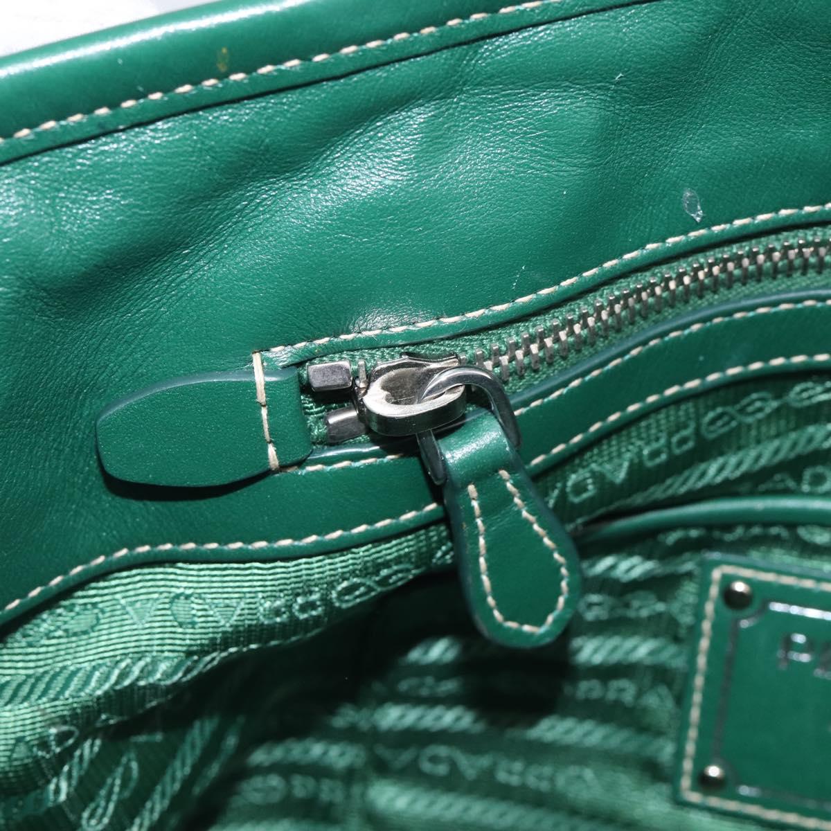 PRADA Hand Bag Nylon 2way Green Silver Auth 210496M