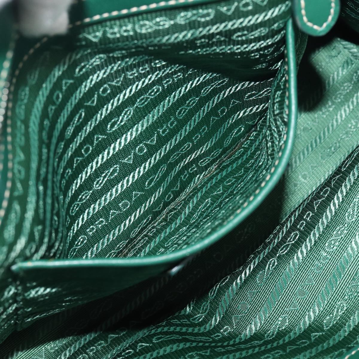 PRADA Hand Bag Nylon 2way Green Silver Auth 210496M