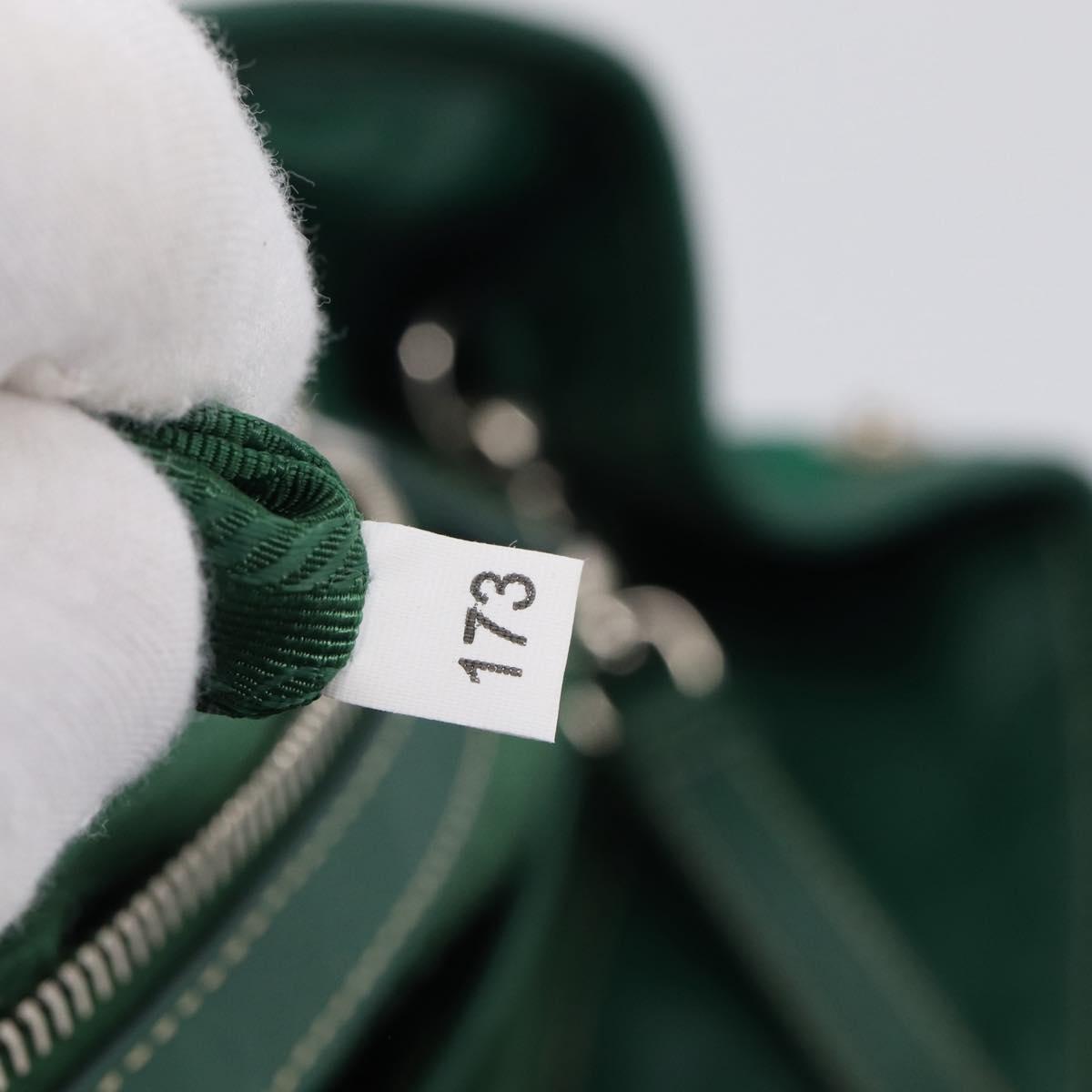 PRADA Hand Bag Nylon 2way Green Silver Auth 210496M