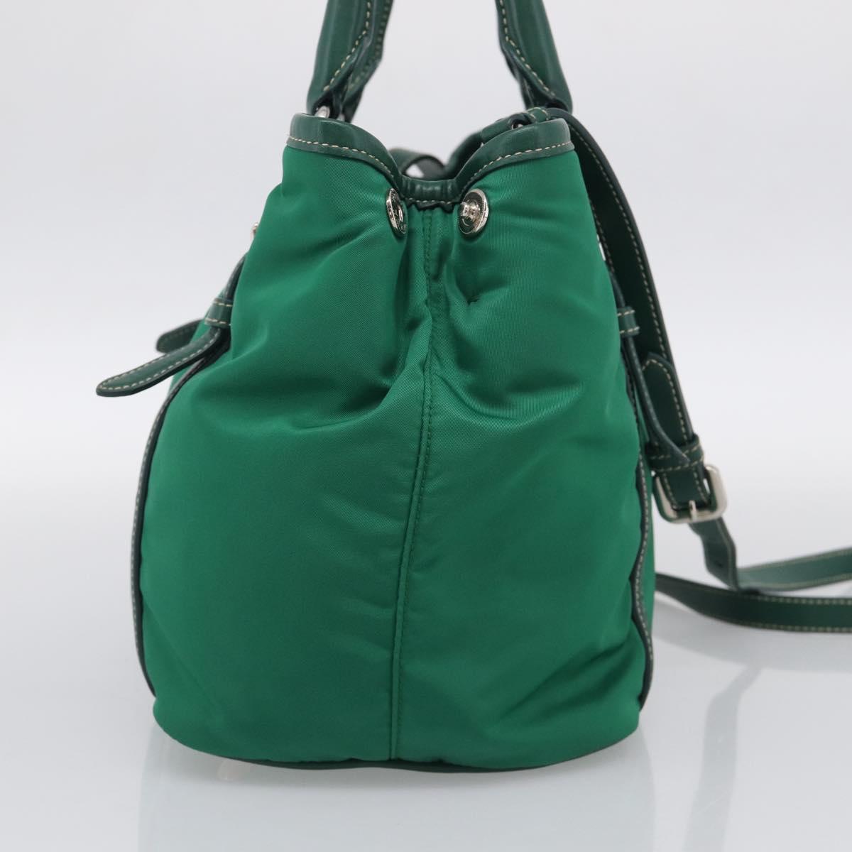 PRADA Hand Bag Nylon 2way Green Silver Auth 210496M