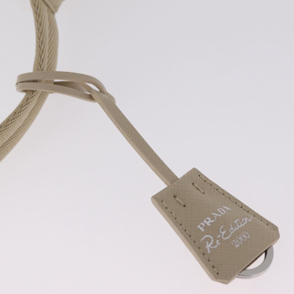 PRADA Hand Bag Nylon Beige Silver Auth 210498V
