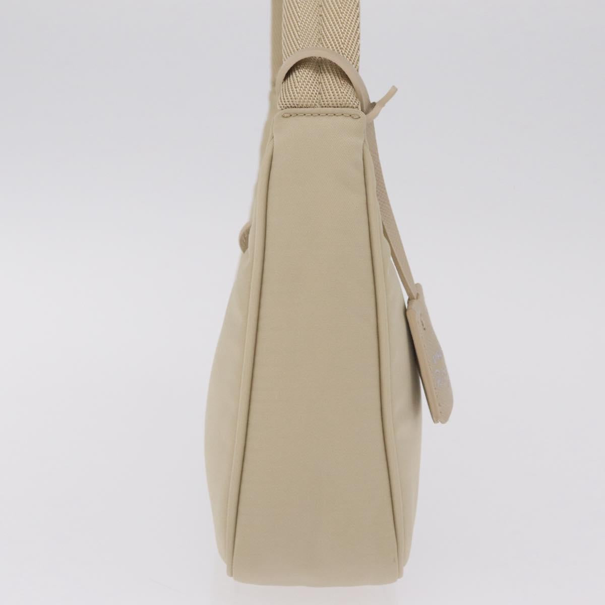 PRADA Hand Bag Nylon Beige Silver Auth 210498V