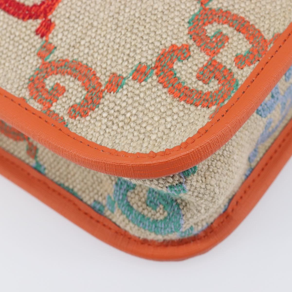 GUCCI GG Canvas Tote Bag Multicolor Orange 550763 Auth 210502V