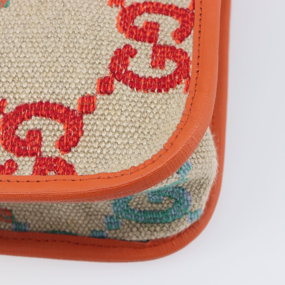 GUCCI GG Canvas Tote Bag Multicolor Orange 550763 Auth 210502V