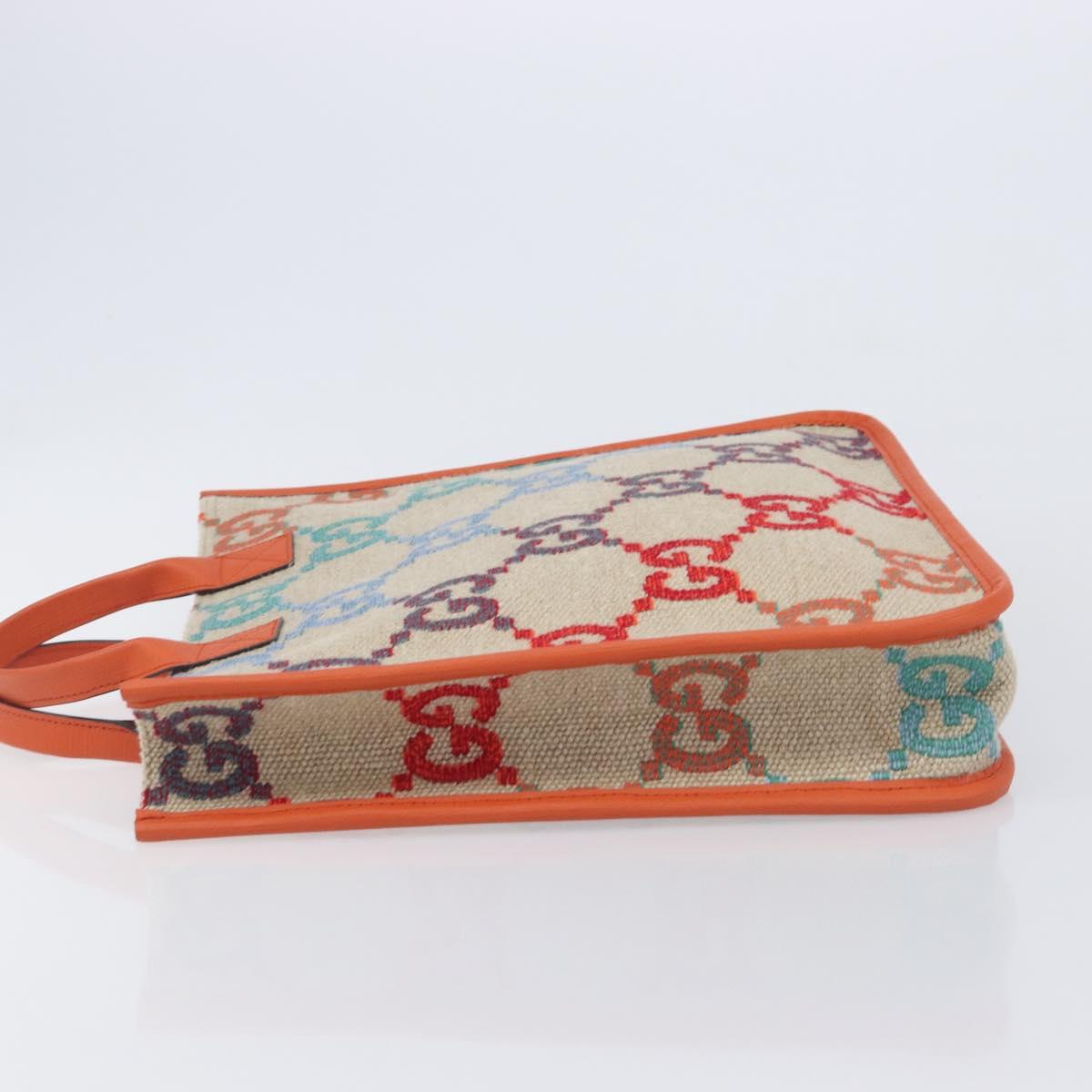GUCCI GG Canvas Tote Bag Multicolor Orange 550763 Auth 210502V