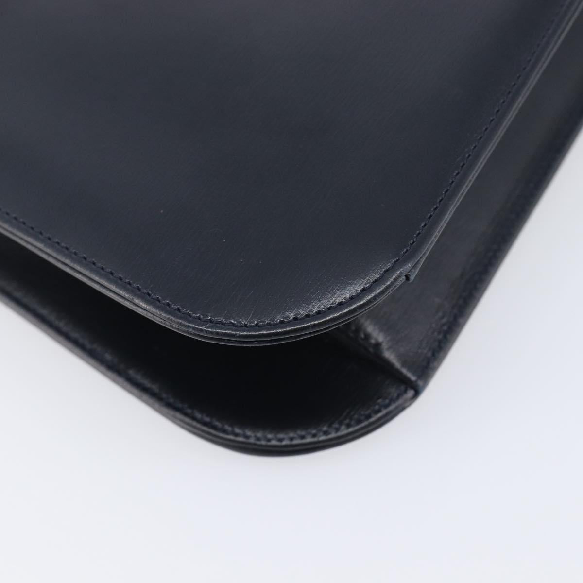 Cartier Chain Shoulder Bag Leather Black Gold Auth 210503A