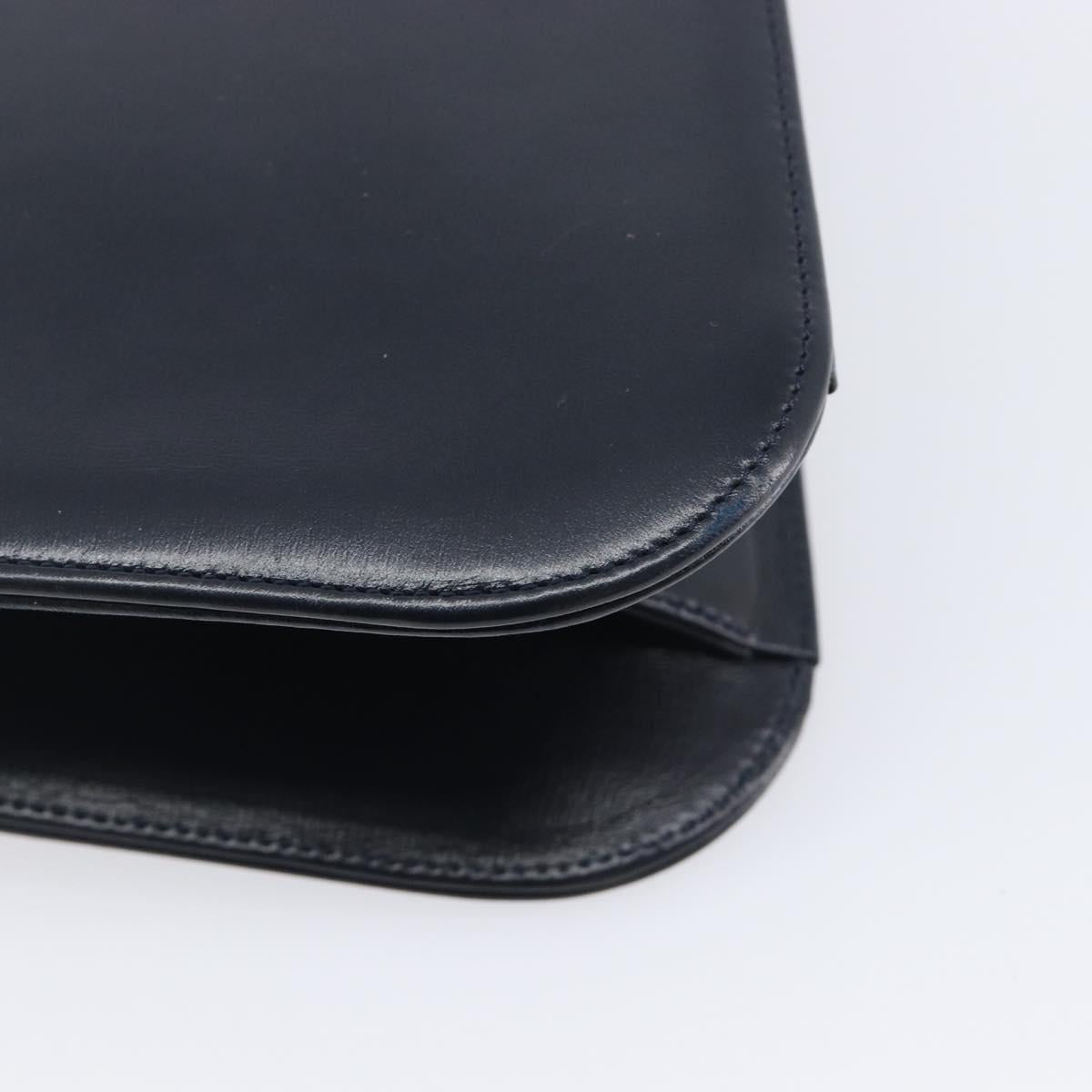 Cartier Chain Shoulder Bag Leather Black Gold Auth 210503A