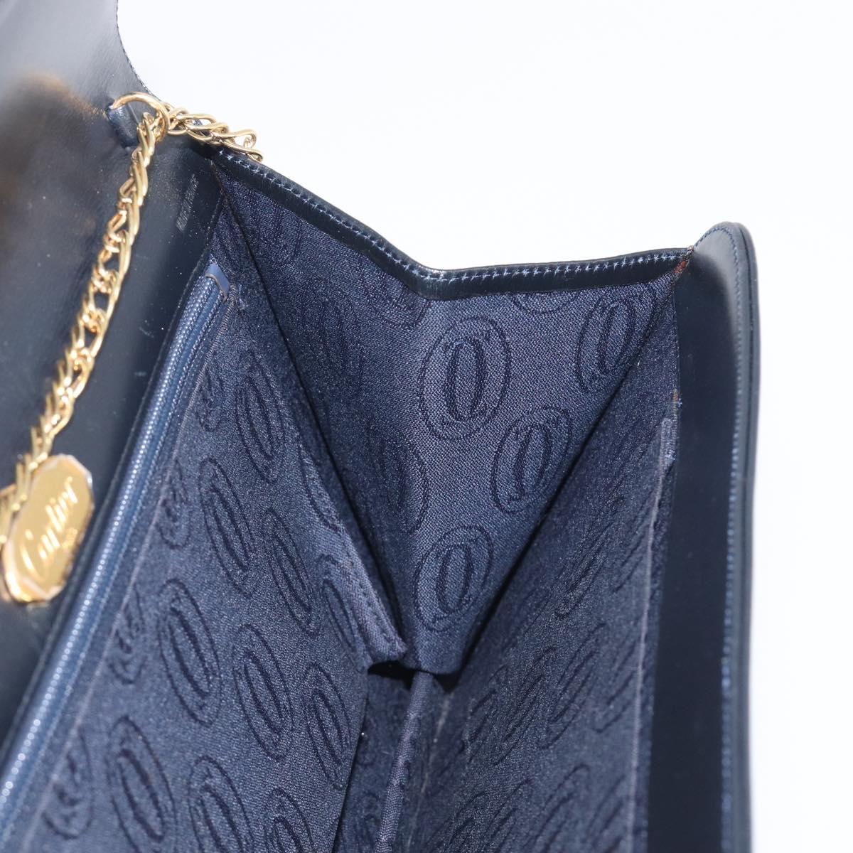 Cartier Chain Shoulder Bag Leather Black Gold Auth 210503A