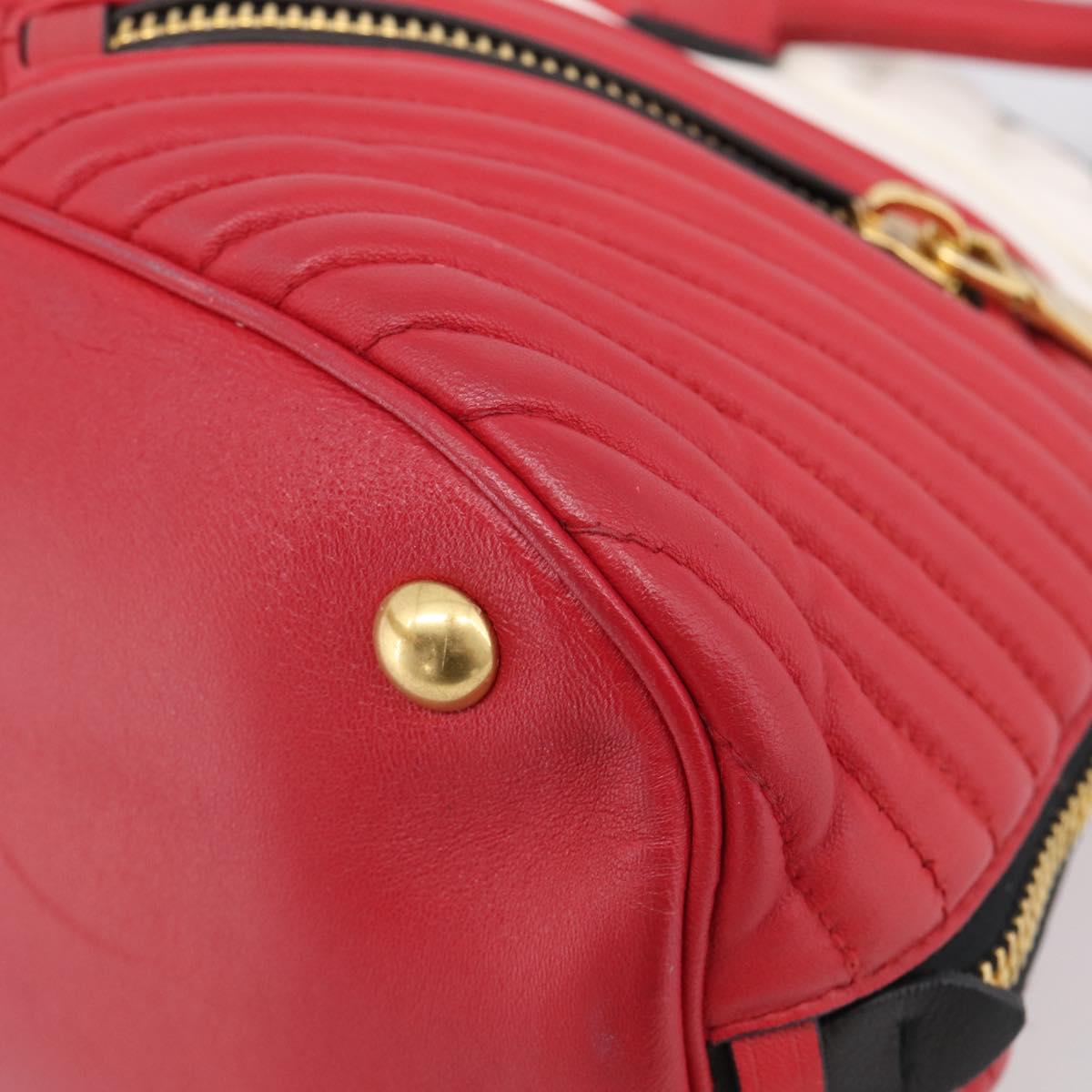 Miu Miu Hand Bag Leather 2way Red Gold Auth 210504V