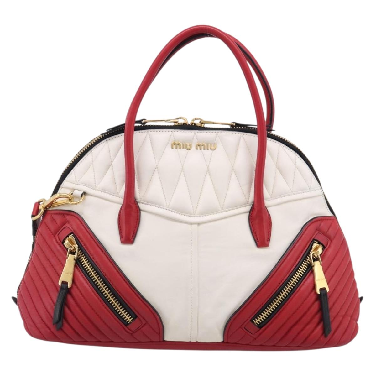 Miu Miu Hand Bag Leather 2way Red Gold Auth 210504V