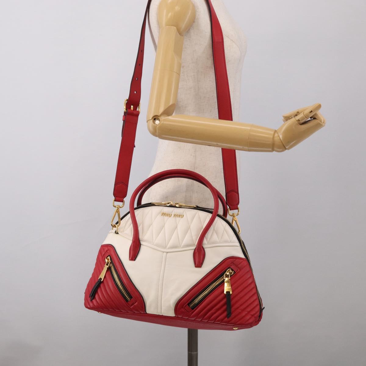 Miu Miu Hand Bag Leather 2way Red Gold Auth 210504V