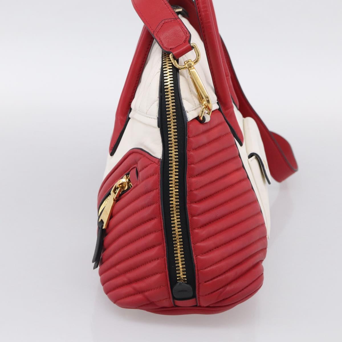 Miu Miu Hand Bag Leather 2way Red Gold Auth 210504V
