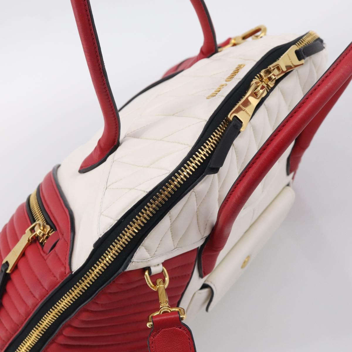 Miu Miu Hand Bag Leather 2way Red Gold Auth 210504V