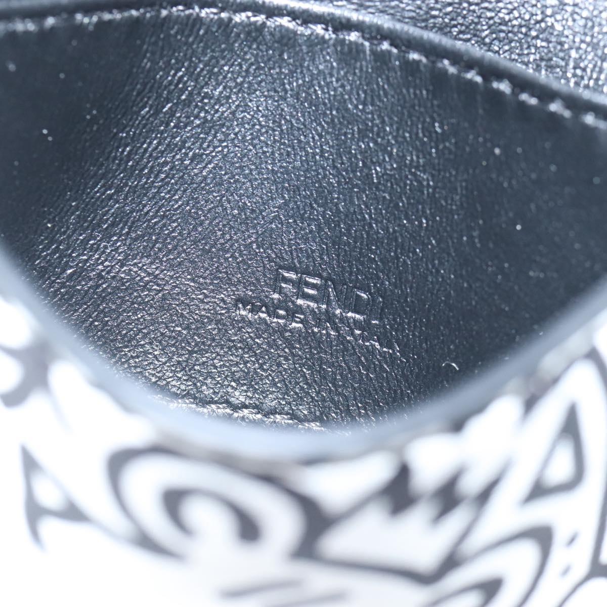 FENDI Mr.Doodle Nano Bucket Pouch Leather White Gold Tone 7AR844 Auth 210507M