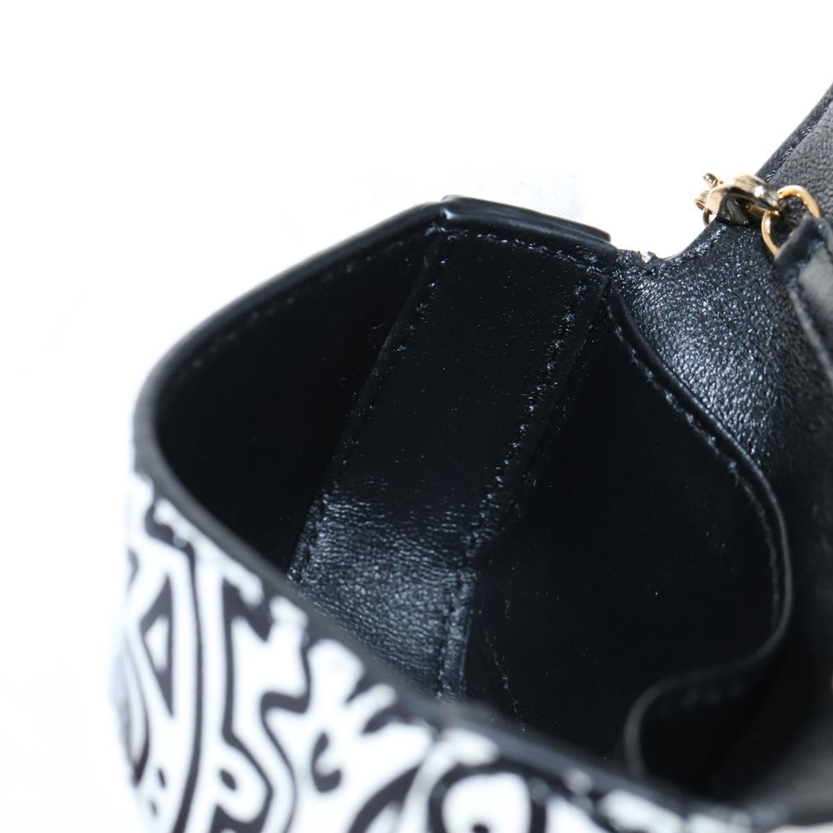 FENDI Mr.Doodle Nano Bucket Pouch Leather White Gold Tone 7AR844 Auth 210507M