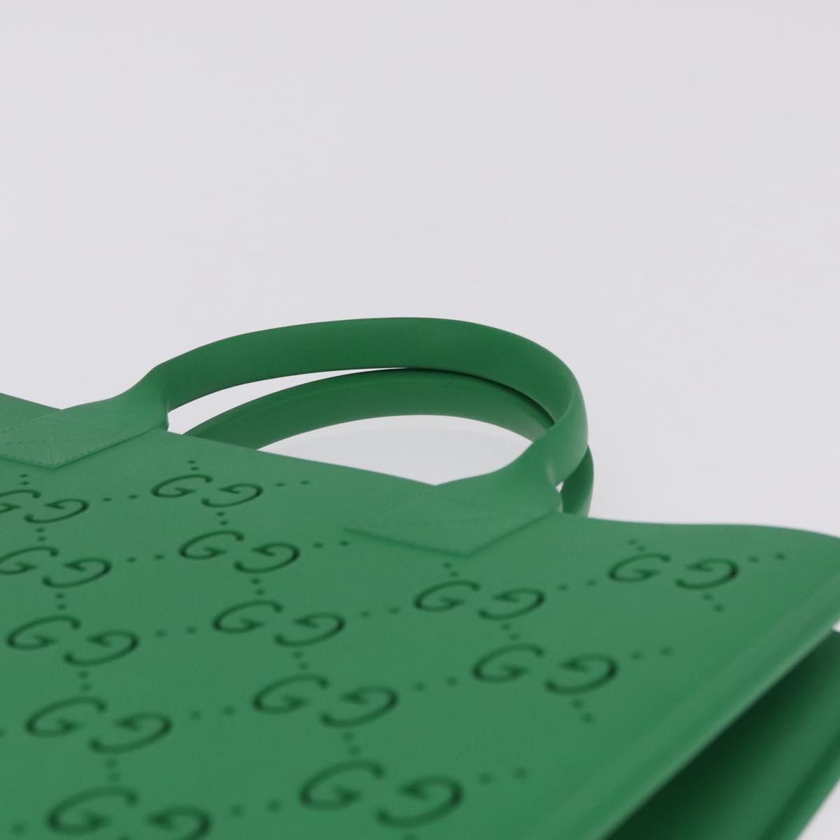 GUCCI GG Canvas Tote Bag Rubber Green 679365 Auth 210511V