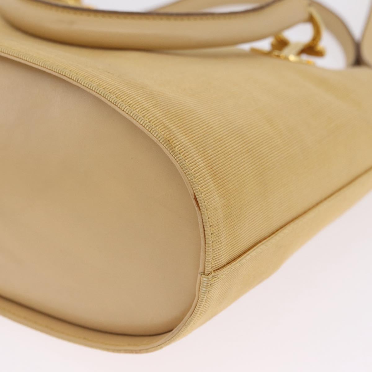 Salvatore Ferragamo Hand Bag Canvas 2way Beige Gold Auth 210514