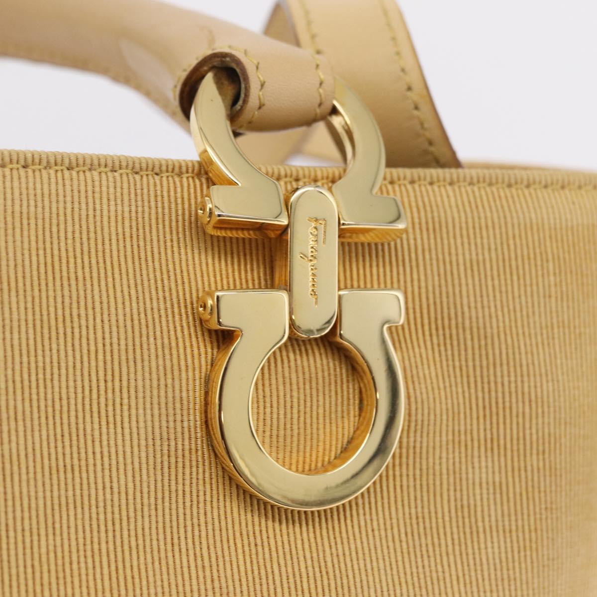 Salvatore Ferragamo Hand Bag Canvas 2way Beige Gold Auth 210514
