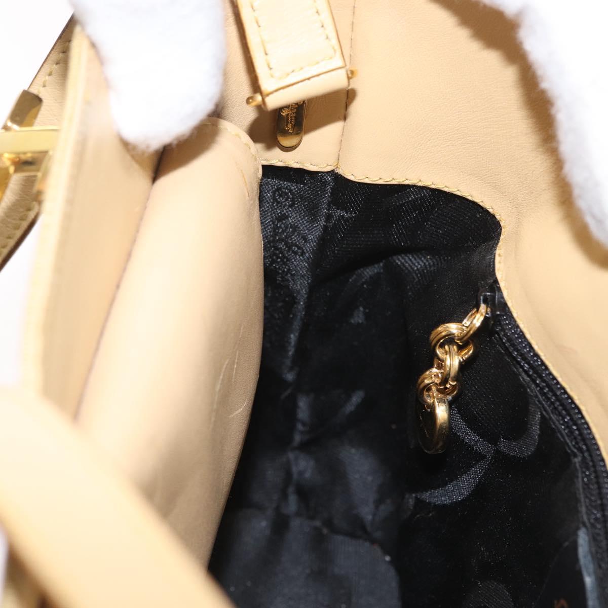 Salvatore Ferragamo Hand Bag Canvas 2way Beige Gold Auth 210514