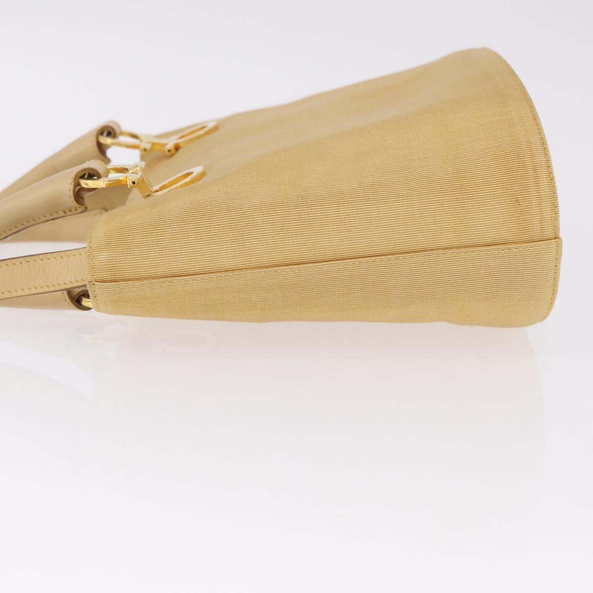 Salvatore Ferragamo Hand Bag Canvas 2way Beige Gold Auth 210514