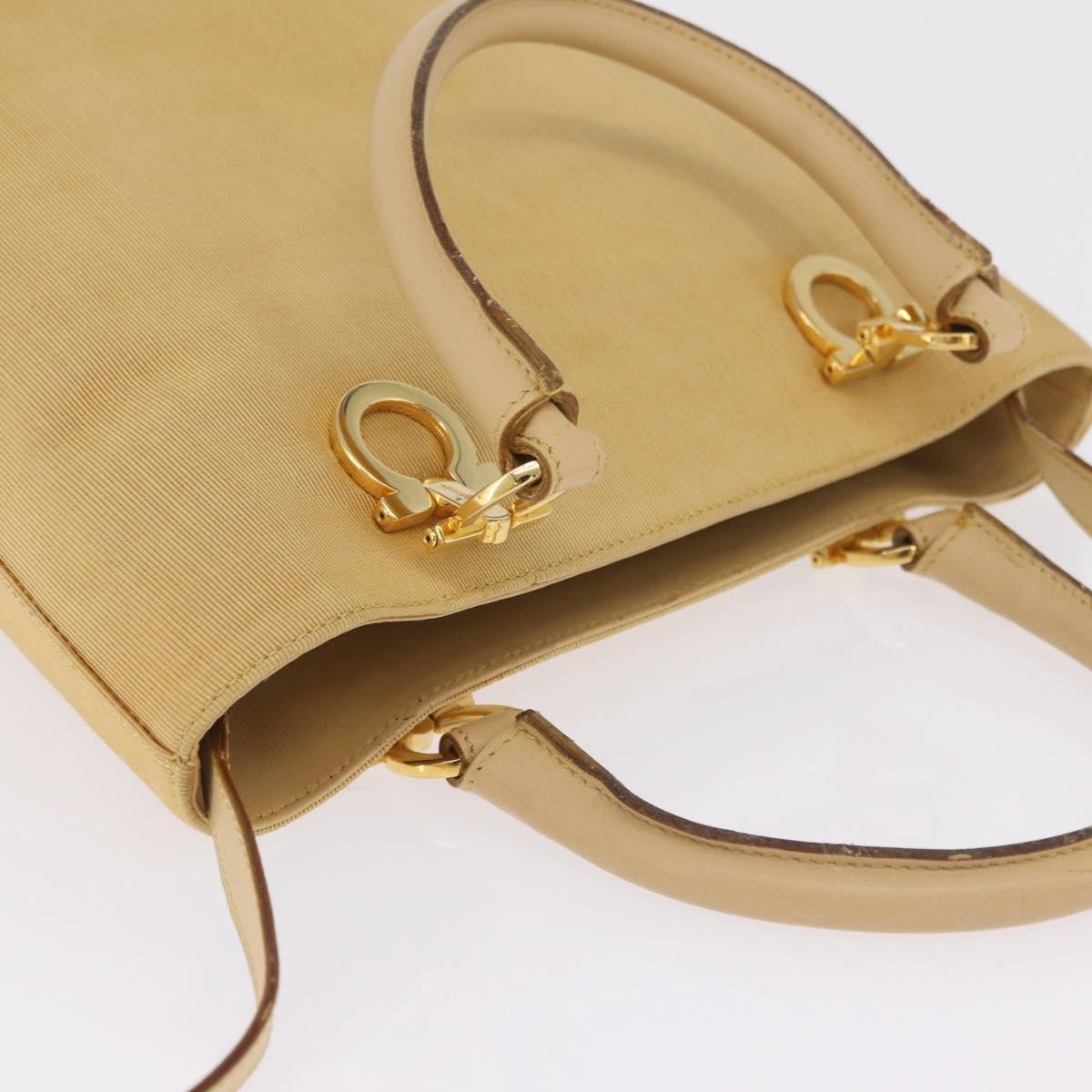 Salvatore Ferragamo Hand Bag Canvas 2way Beige Gold Auth 210514