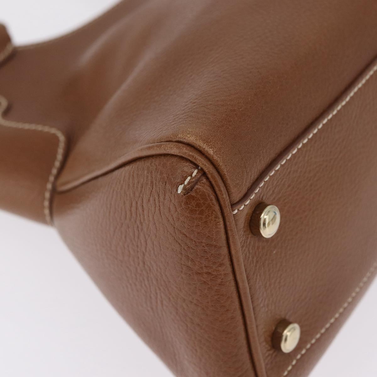 Cartier Hand Bag Leather Brown Gold Auth 210515V
