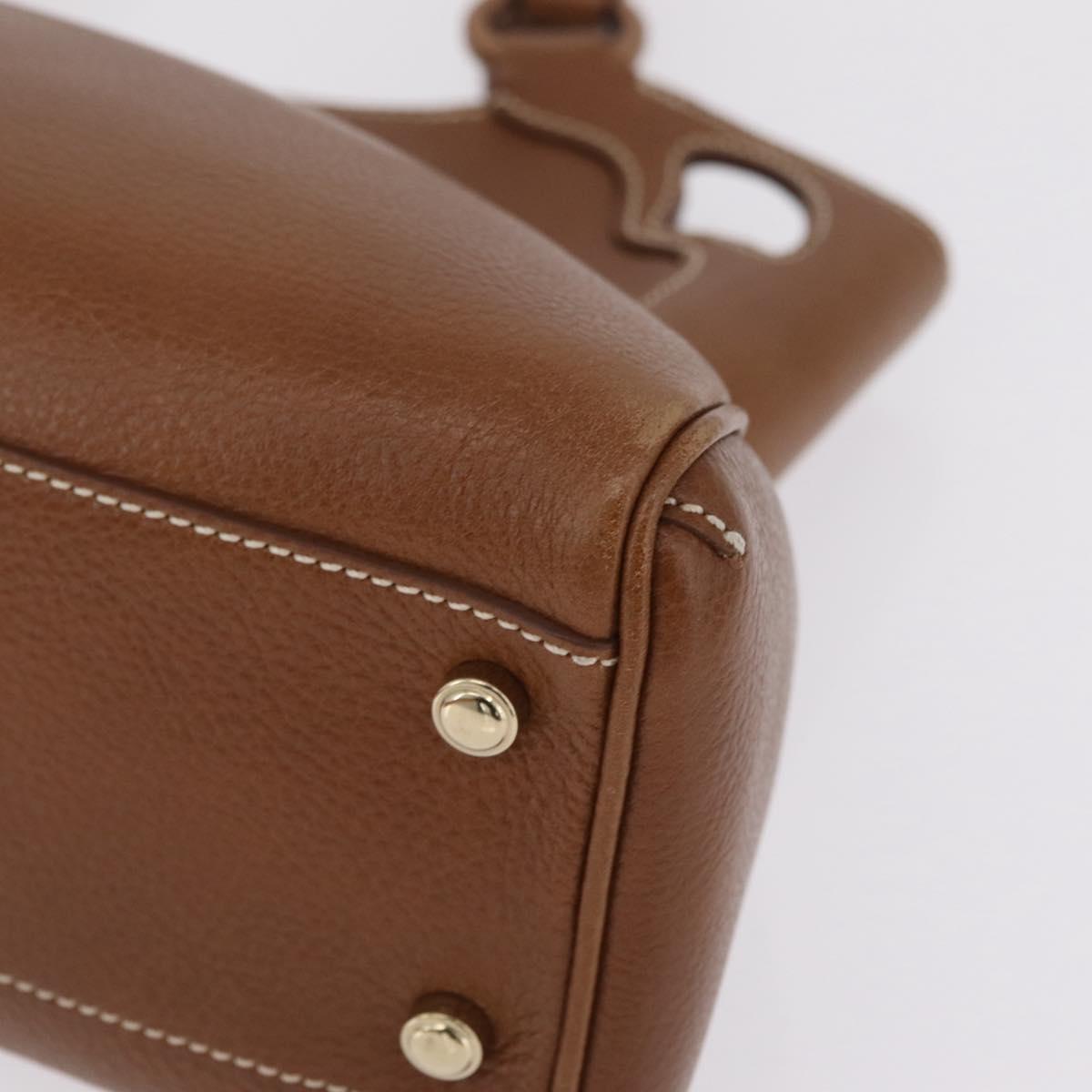 Cartier Hand Bag Leather Brown Gold Auth 210515V