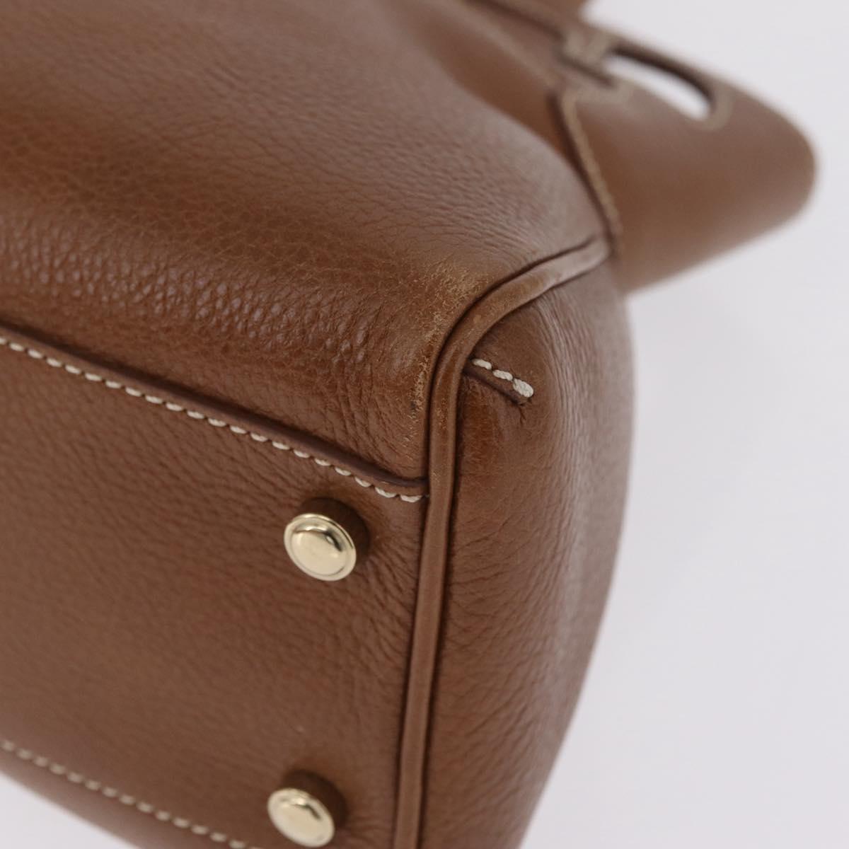 Cartier Hand Bag Leather Brown Gold Auth 210515V