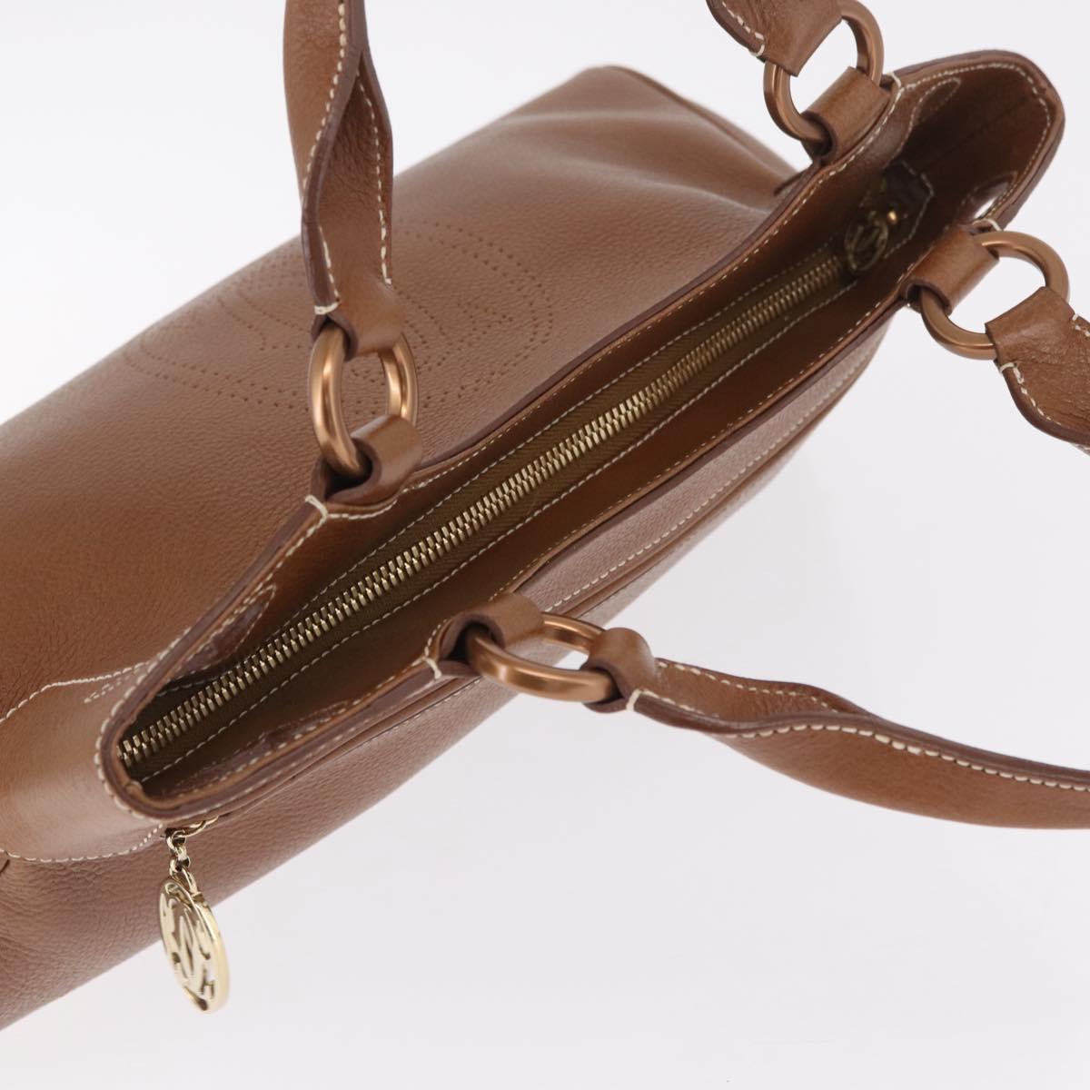 Cartier Hand Bag Leather Brown Gold Auth 210515V