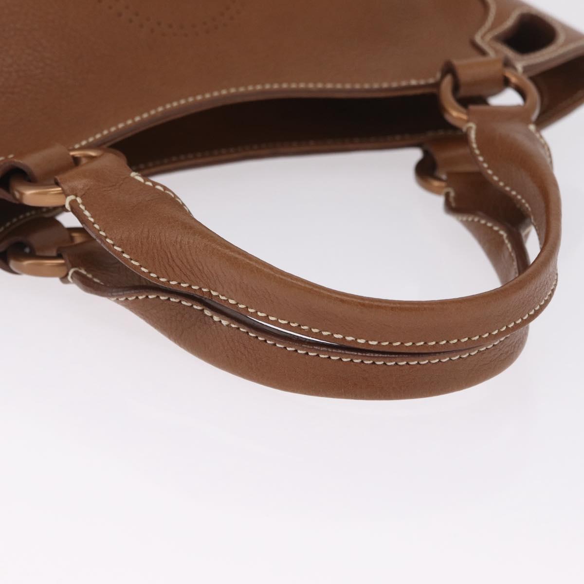 Cartier Hand Bag Leather Brown Gold Auth 210515V