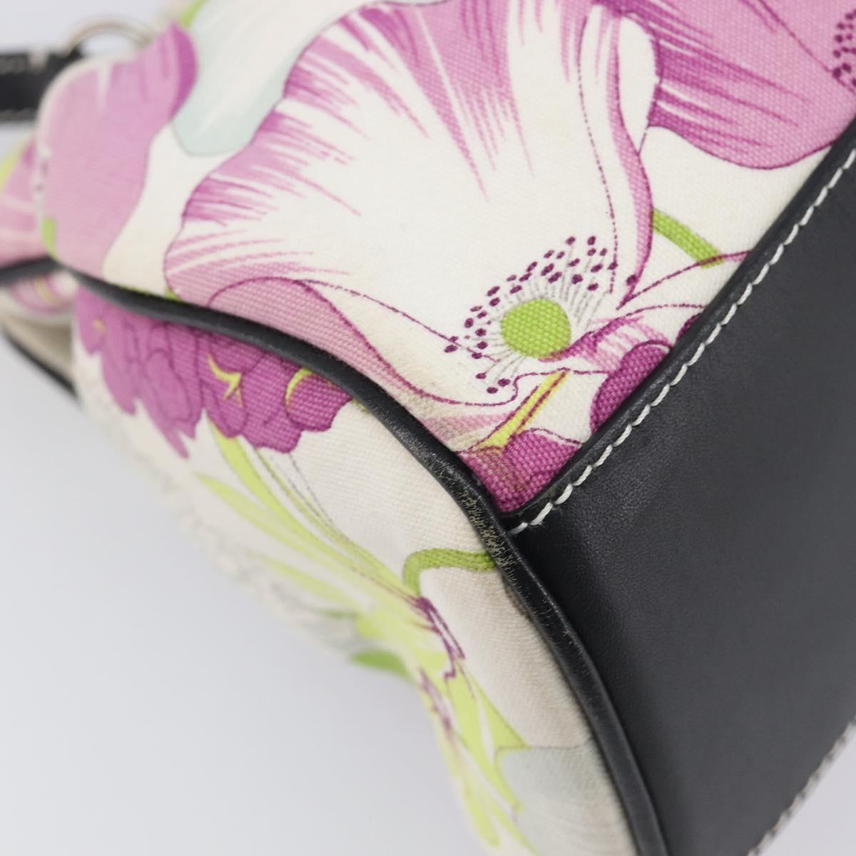 BURBERRY Floral Shoulder Bag Canvas Purple Silver Auth 210516A