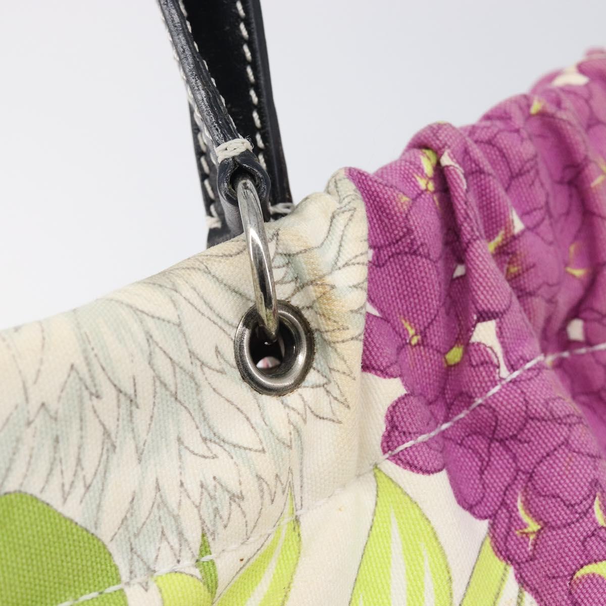 BURBERRY Floral Shoulder Bag Canvas Purple Silver Auth 210516A