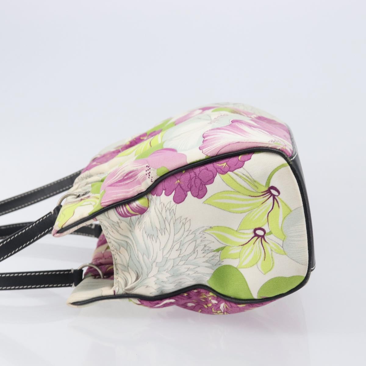 BURBERRY Floral Shoulder Bag Canvas Purple Silver Auth 210516A
