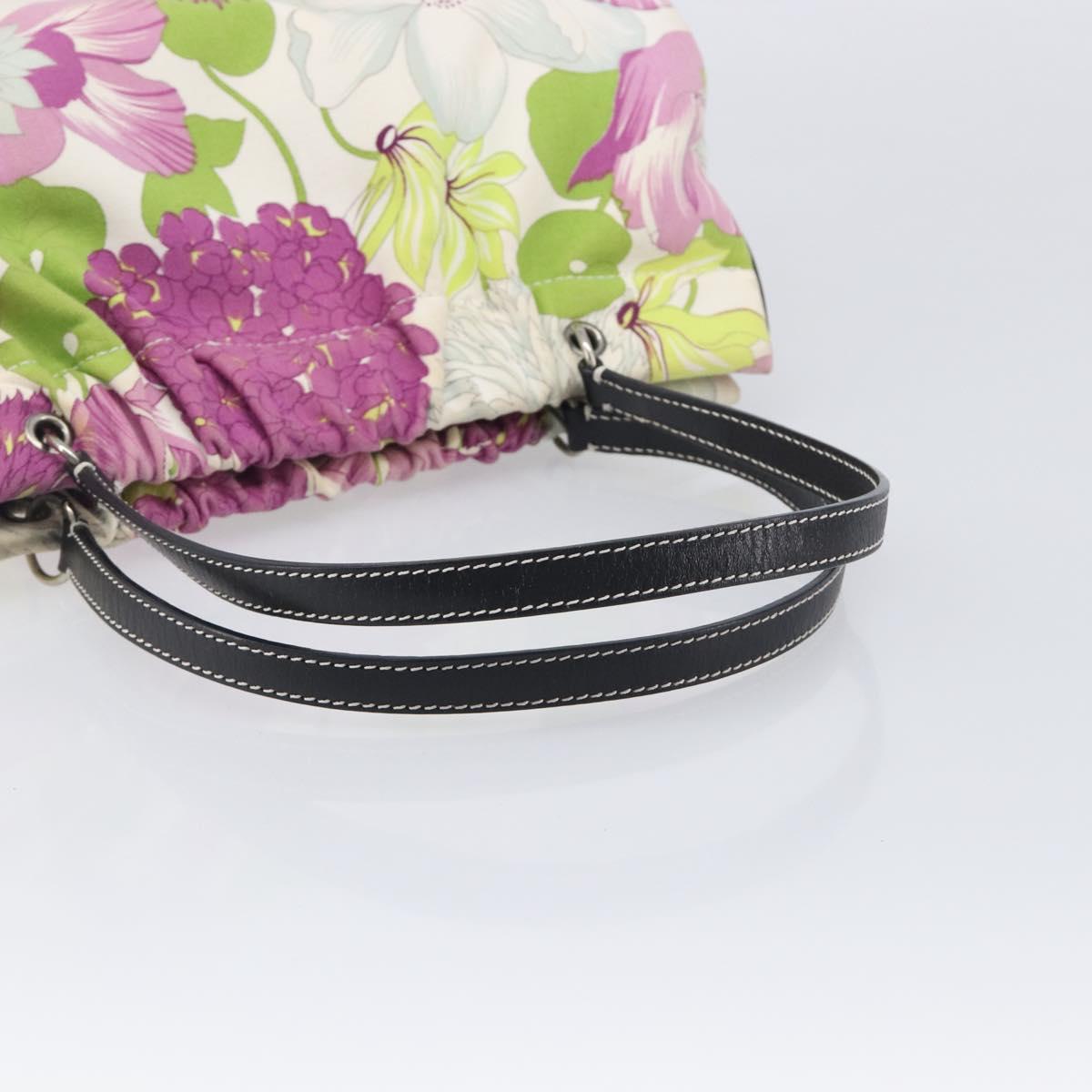 BURBERRY Floral Shoulder Bag Canvas Purple Silver Auth 210516A