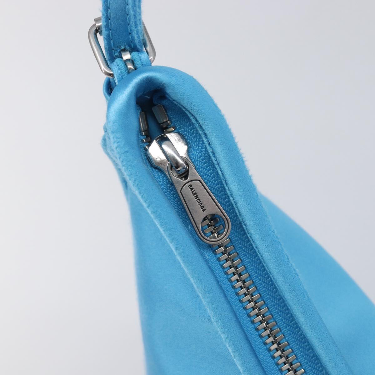 Balenciaga Leopolda Shoulder Bag Satin Blue Silver 792052 Auth 210517V