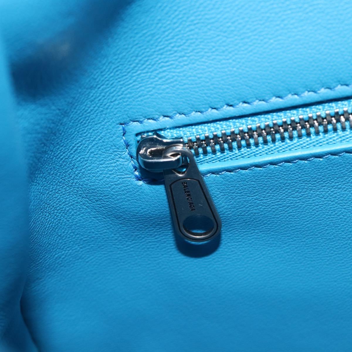 Balenciaga Leopolda Shoulder Bag Satin Blue Silver 792052 Auth 210517V