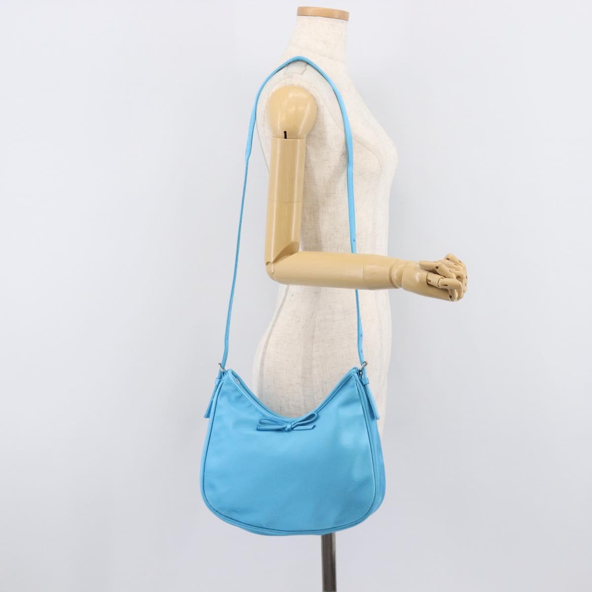 Balenciaga Leopolda Shoulder Bag Satin Blue Silver 792052 Auth 210517V
