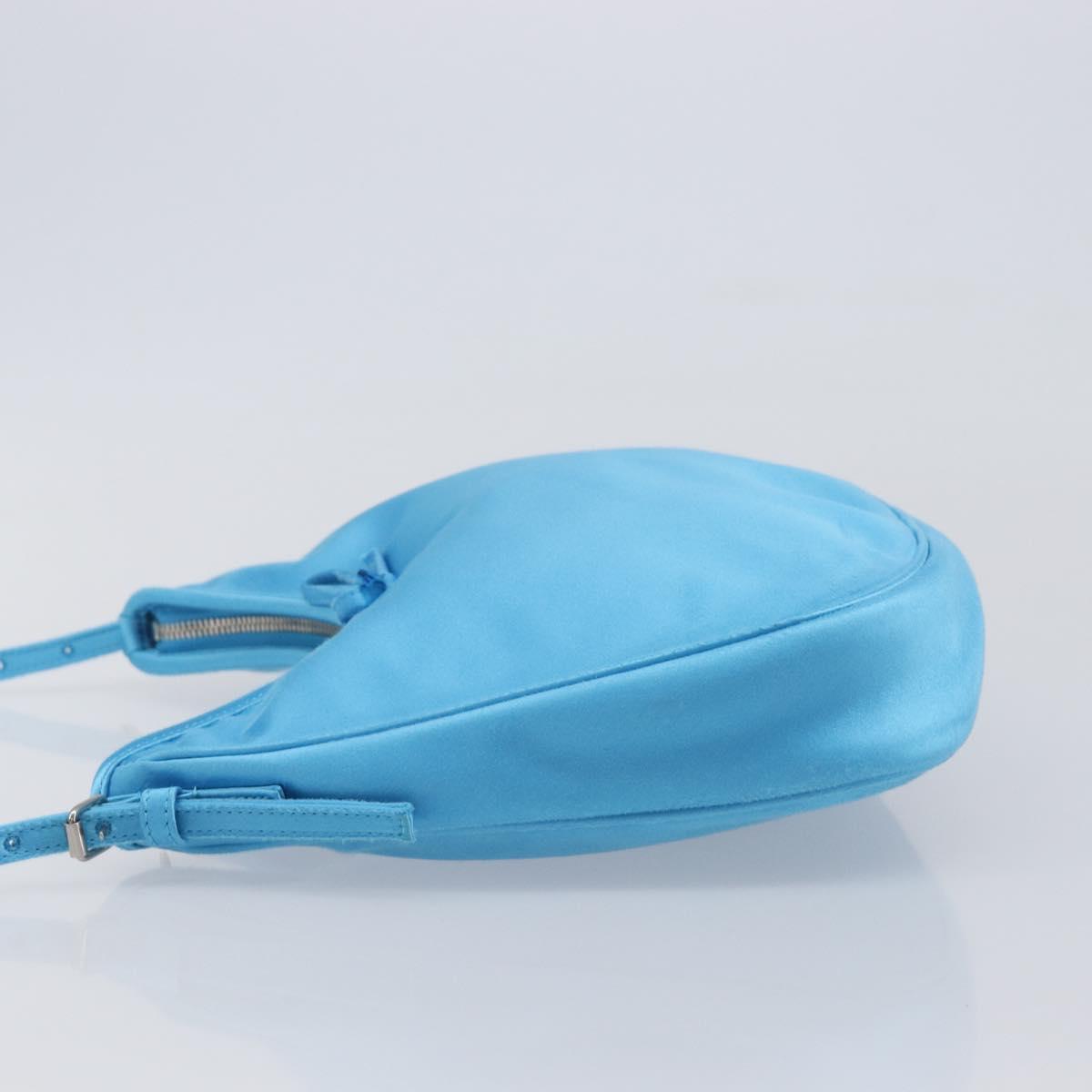 Balenciaga Leopolda Shoulder Bag Satin Blue Silver 792052 Auth 210517V