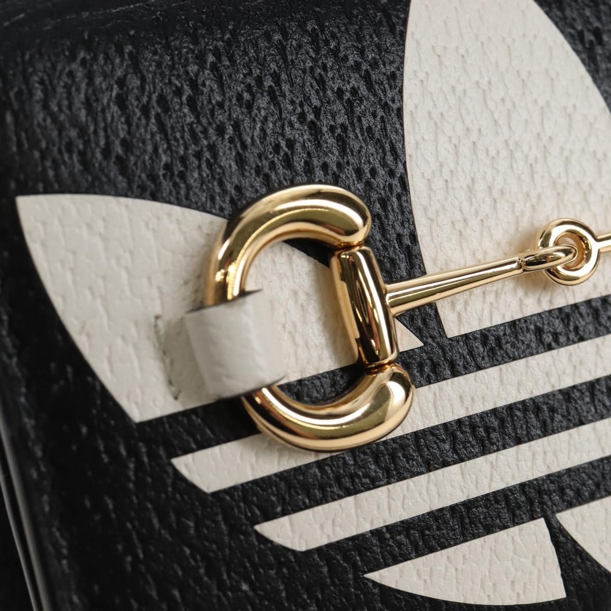 GUCCI Adidas Collaboration Shoulder Wallet Leather Black 702248 Auth 210520M