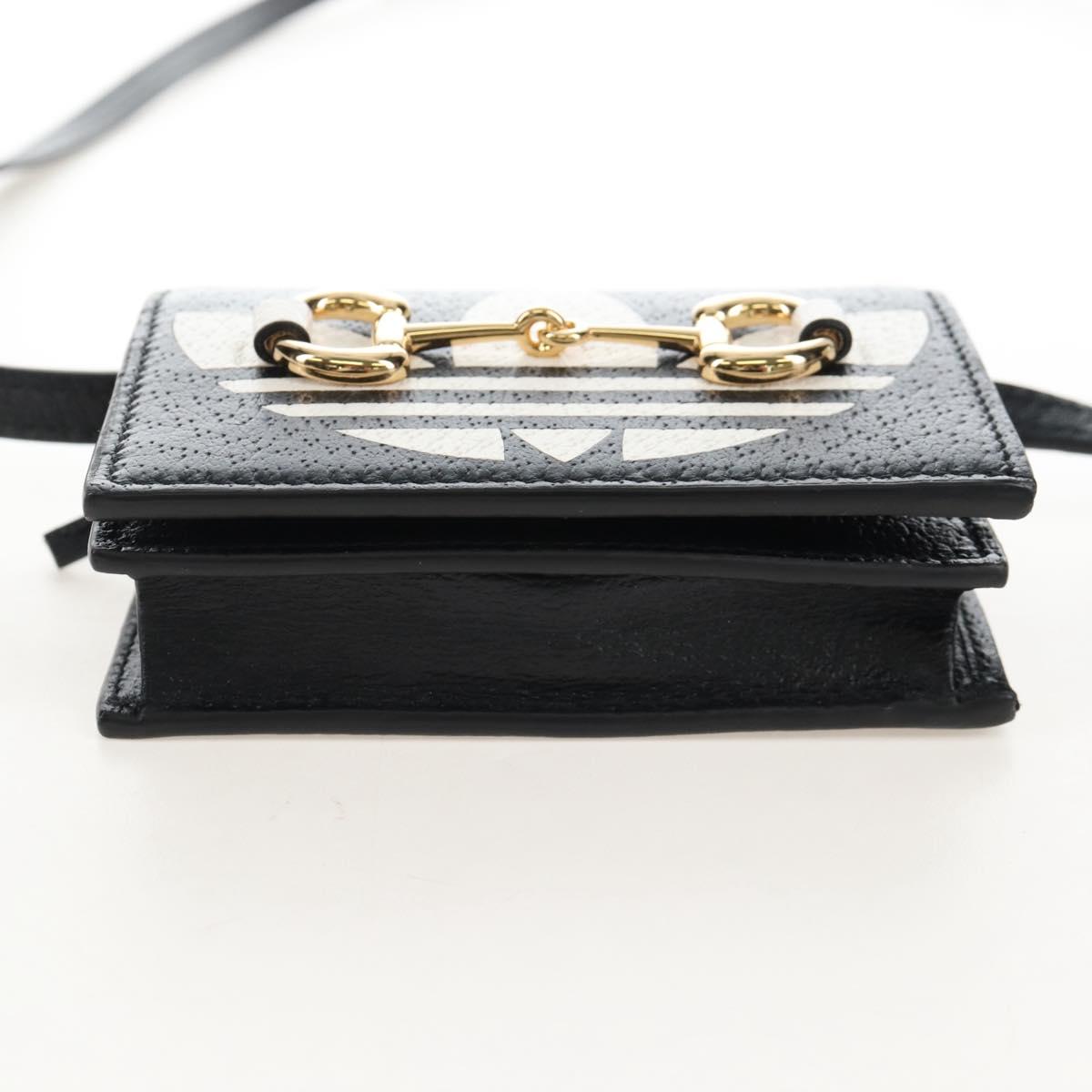 GUCCI Adidas Collaboration Shoulder Wallet Leather Black 702248 Auth 210520M