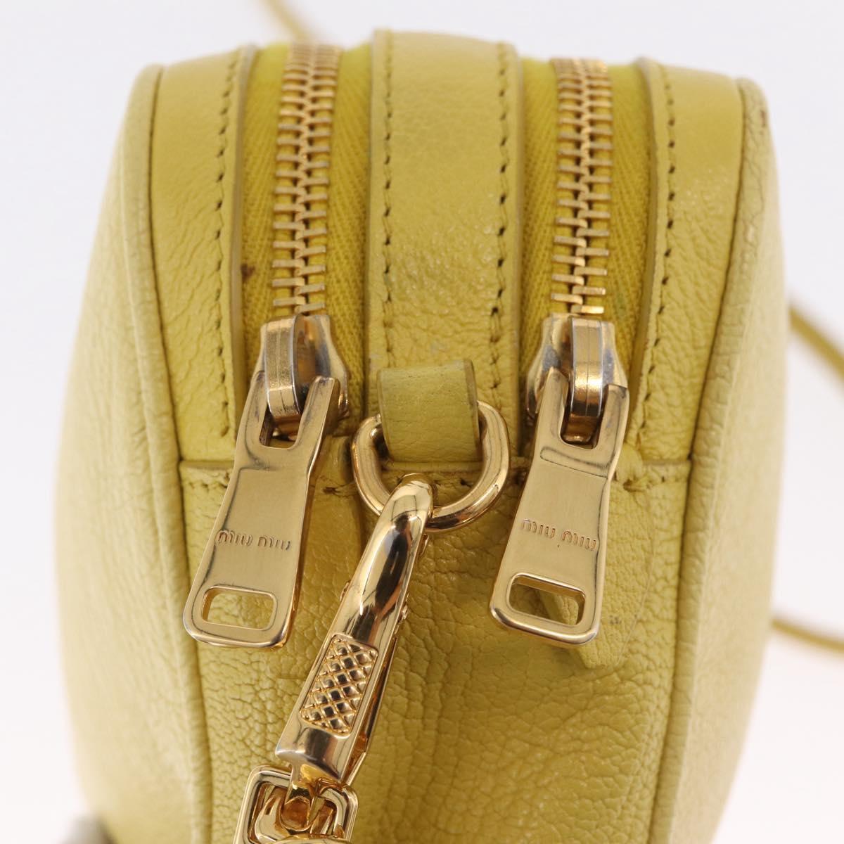 Miu Miu Shoulder Bag Leather Yellow Gold Auth 210522A