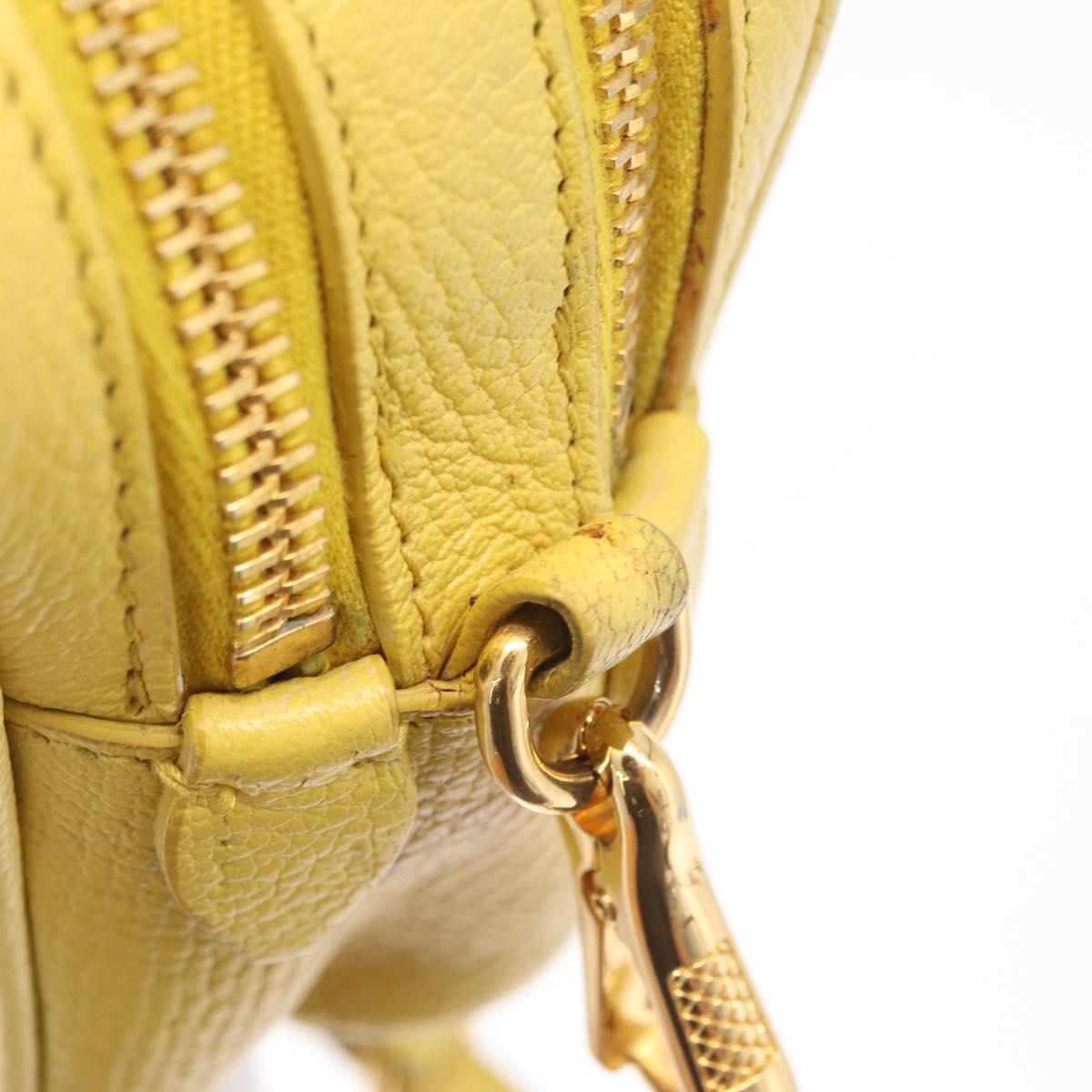 Miu Miu Shoulder Bag Leather Yellow Gold Auth 210522A